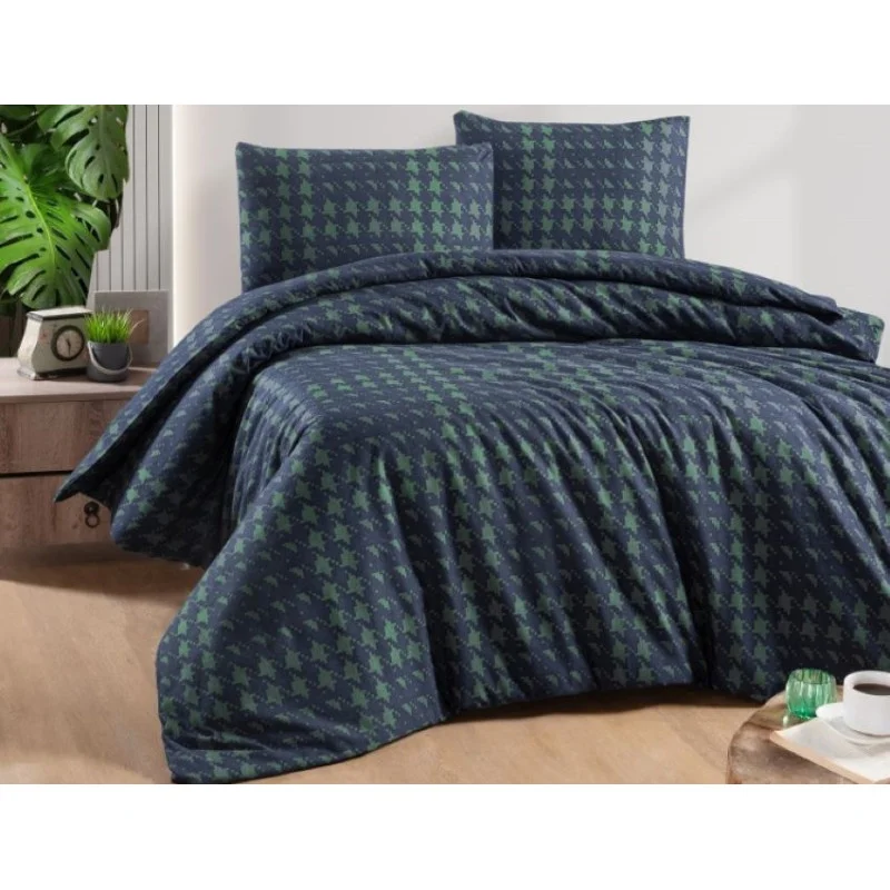 Постільна білизна фланель First Choice Sandora Navy Blue євро 200x220