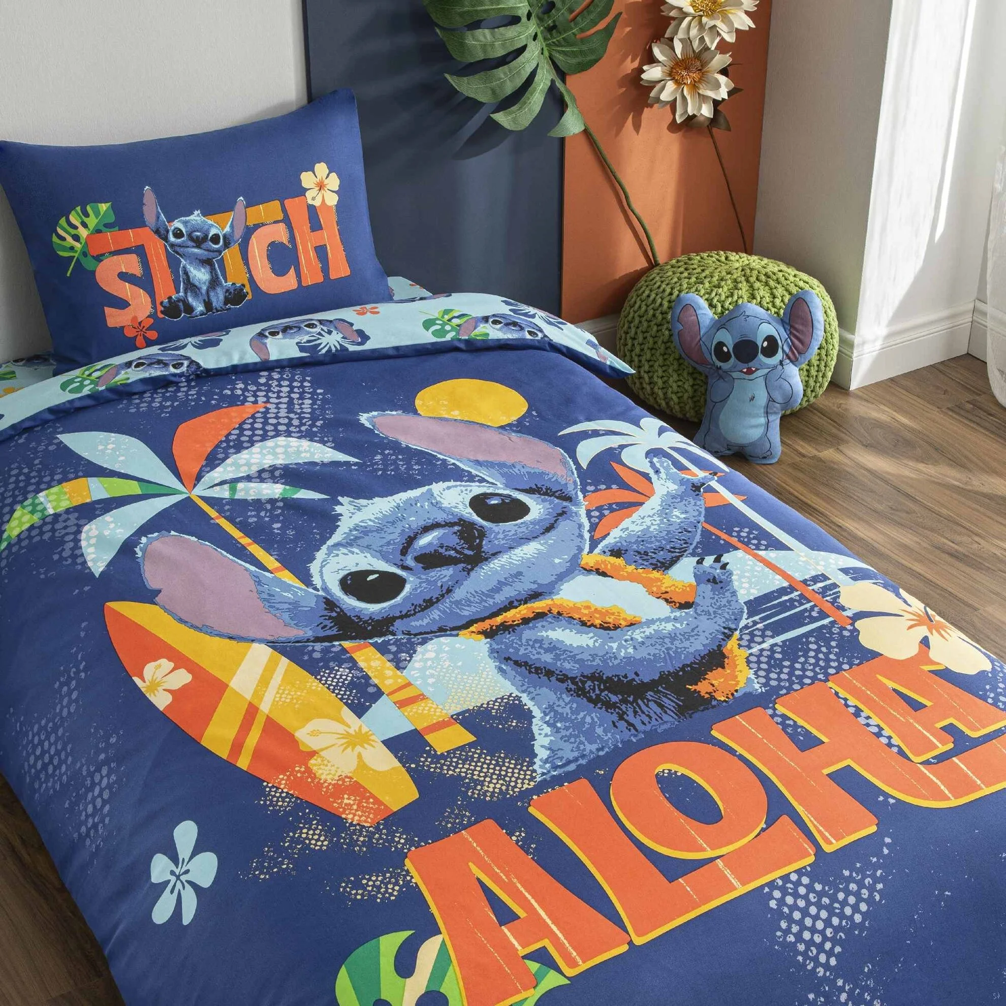 Підлітковий комплект Disney TAC Stitch Aloha Ранфорс / простирадло на резинці