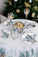 Новорічна кругла гобеленова скатертина Казкові гноми