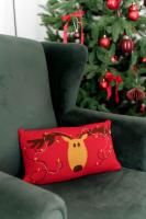 Подушка декоративна в'язана Олень з ліхтариками