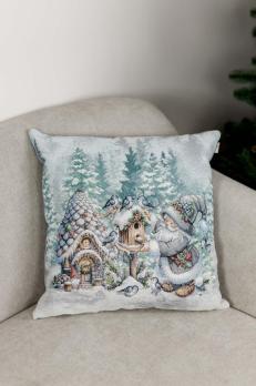 Подушка гобеленова новорічна Казкові гноми Шпаківня