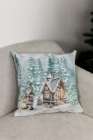 Подушка гобеленова новорічна Казкові гноми Будиночок