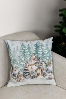 Подушка гобеленова новорічна Казкові гноми Салазки