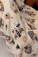 Новорічний плед в'язаний Імбирні будиночки