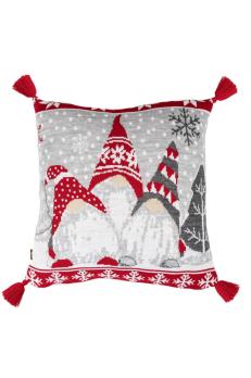 В'язана новорічна наволочка Веселі гноми