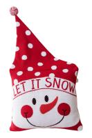 Подушка декоративна в'язана Сніговик у ковпаку