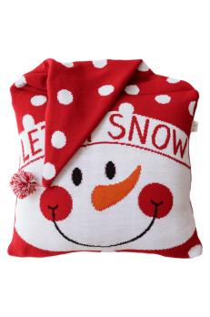 Подушка декоративна в'язана Сніговик у ковпаку