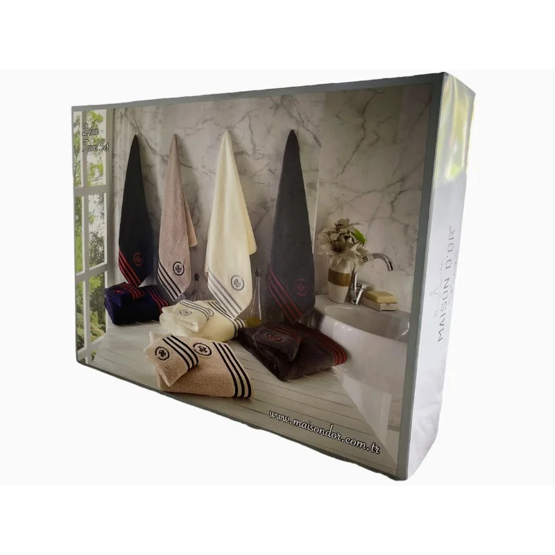 Набір рушників Maison Dor Delon Ecru махрові 30-50 см, 50-100 см, 70-140 см кремовий