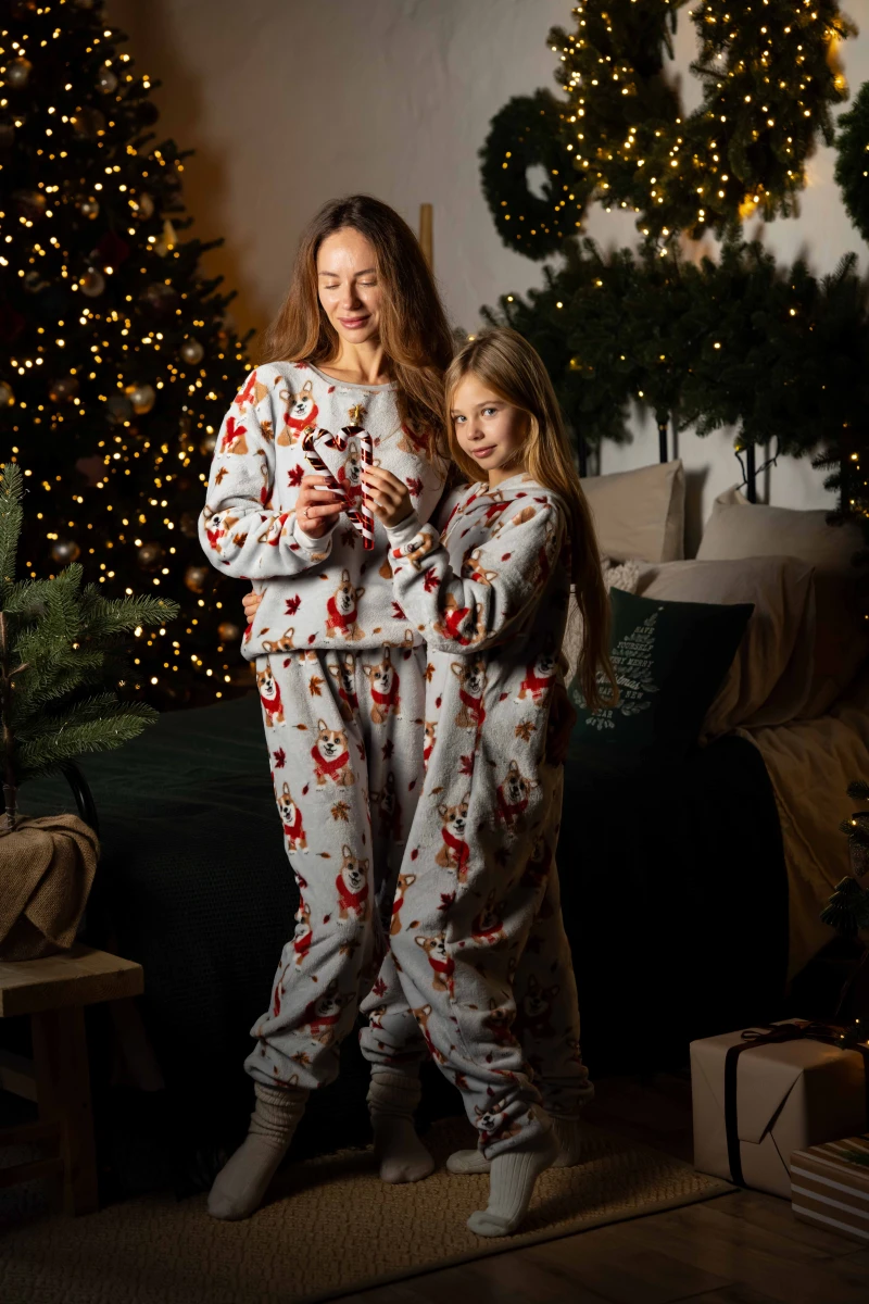 Піжамний костюм жіночий домашній з велсофту, принт