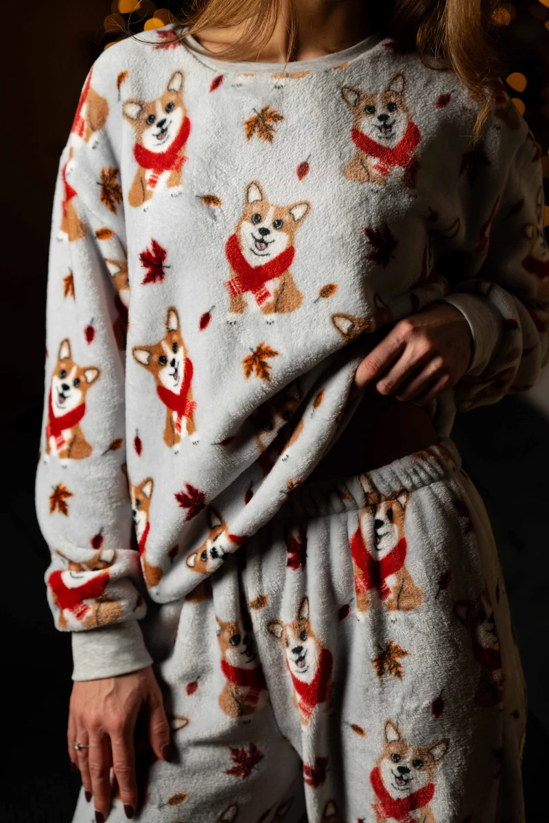 Піжамний костюм жіночий домашній з велсофту, принт