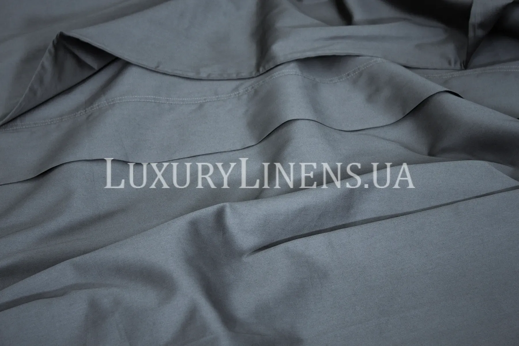 Постільна білизна LUXURY LINENS Premium DARK GREY 100% єгипетська бавовна 500ТС, Двоспальні