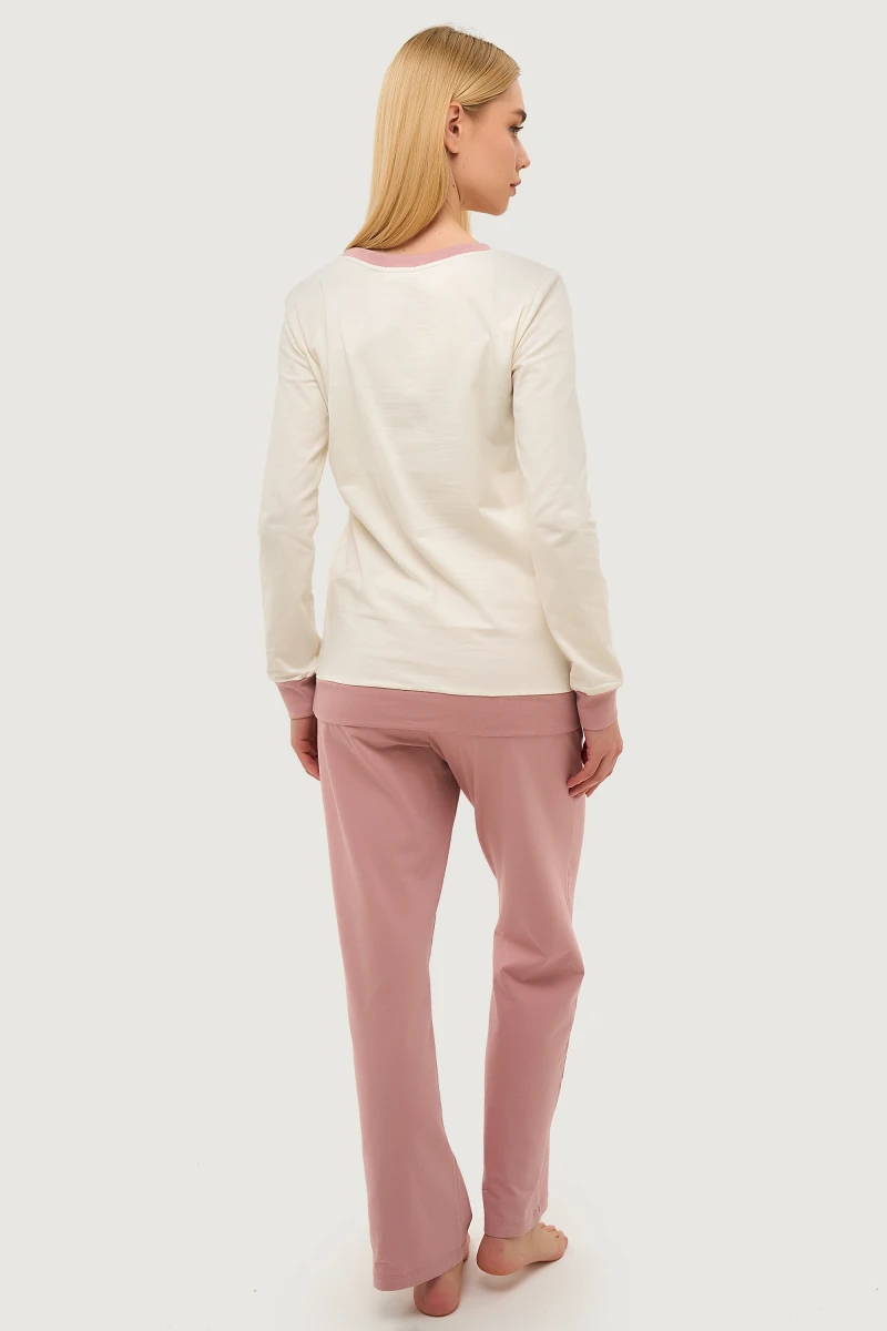 Жіноча піжама AMOUR лонгслів і штани, колір рожевий
