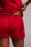 Набір шовковий жіночий топ та шорти з мереживом, бордо.