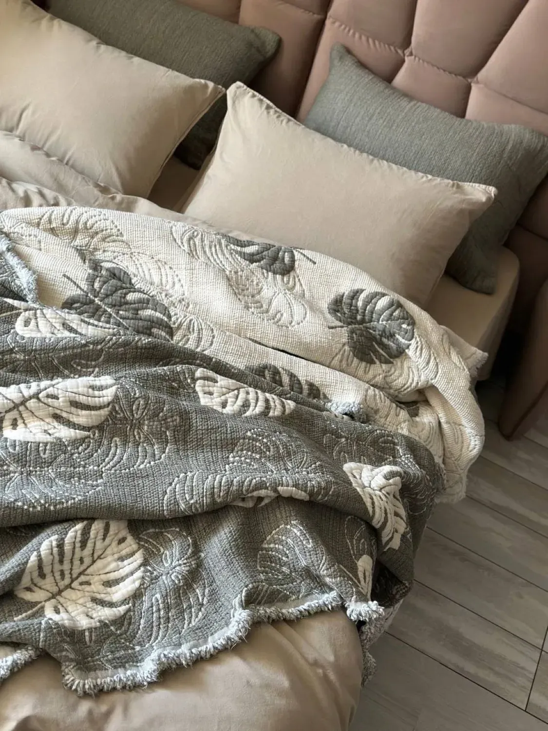 Покривало бавовна з наволочками Saheser Forest green 240х260 см