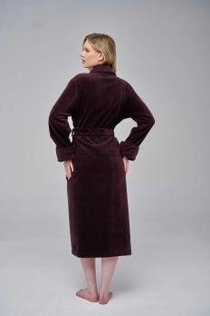 Жіночий велюрово-махровий халат Nusa 4377 фіолетовий (Туреччина)