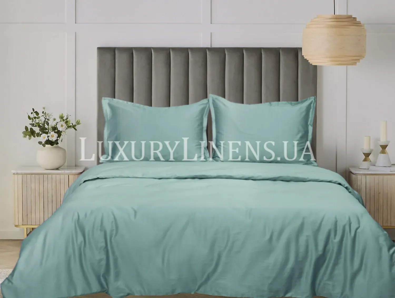 Постільна білизна LUXURY LINENS MINT євро, 100% бавовна, Двоспальні