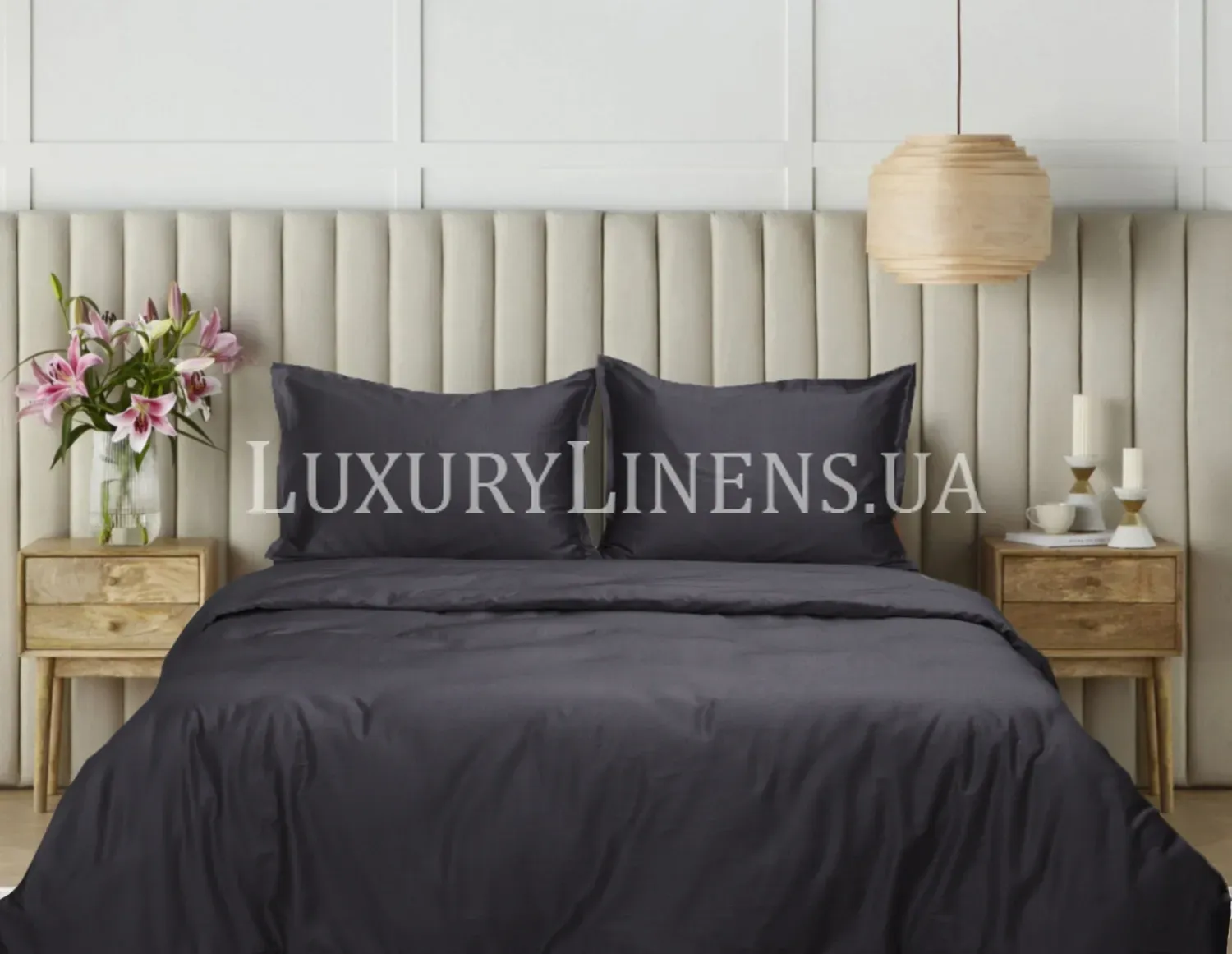 Постільна білизна LUXURY LINENS DARK GREY 100% бавовна