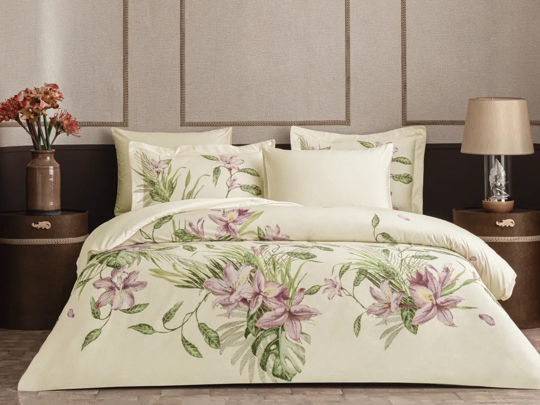 Євро комплект Valeron Fiorella Bordo 400 TC Сатин-Premium