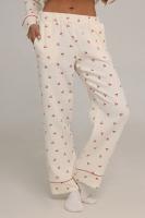 Піжамний костюм з мусліну з вишеньками та бордовим кантом