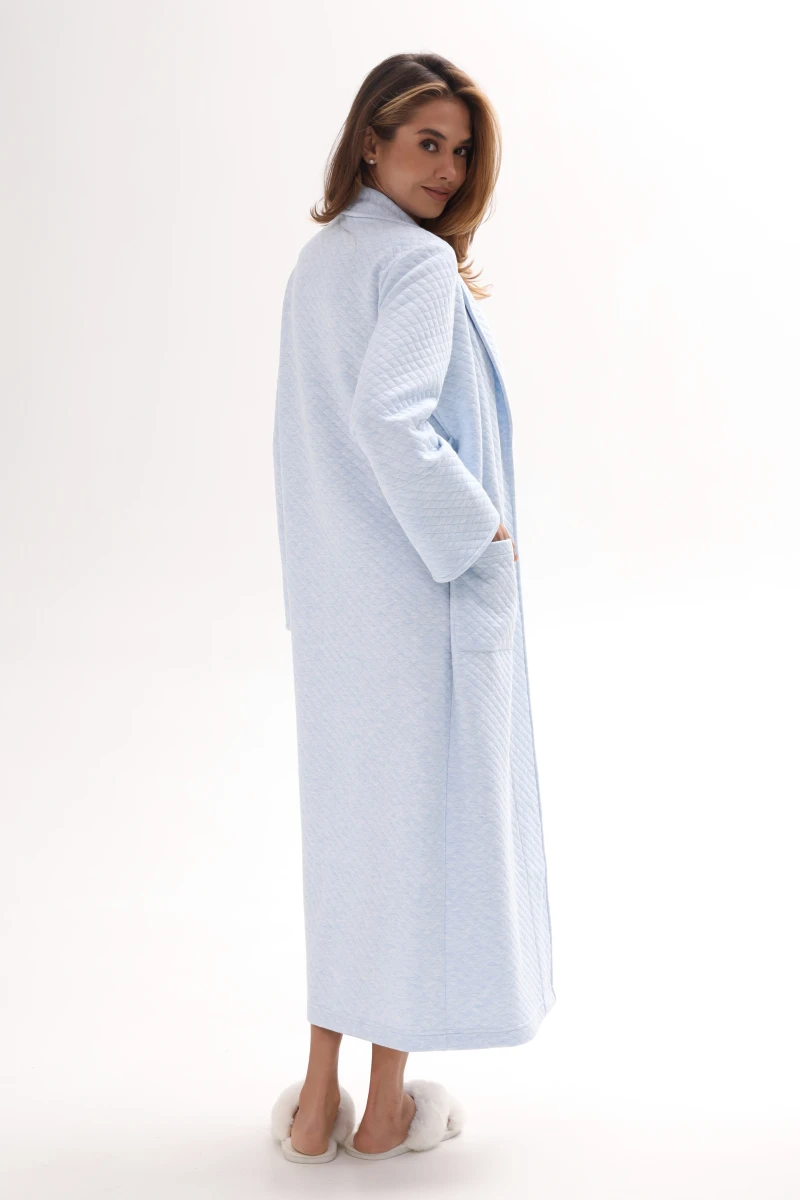Жіночий халат довгий капітоній, блакитний