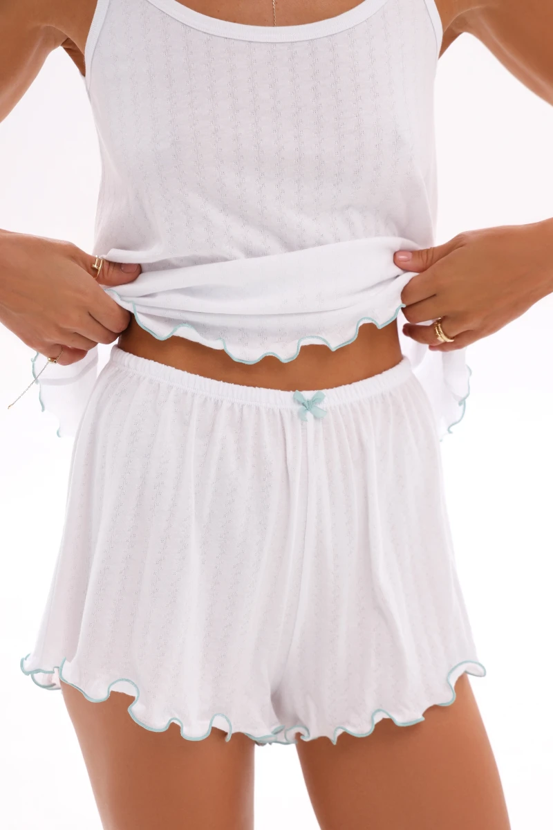 Комплект для сну з ажурної бавовни, м'ята